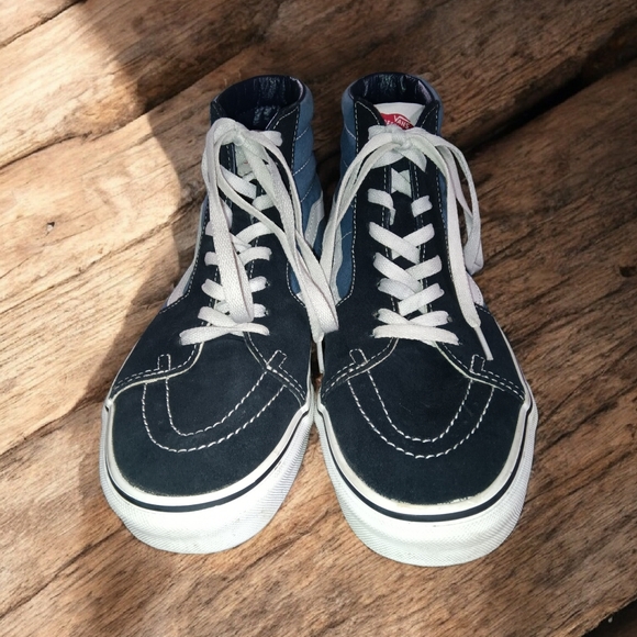 Vans Men's High-Top Sneakers - Navy and White. Van SK8 HI - Picture 4 of 5